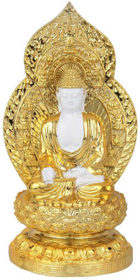 

StatueStudio Resin Leaf Gold Plated Sitting Buddha Home Décor Corporate Gift Idol Decorative Showpiece - 19.05 cm(Polyresin, Gold)