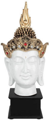 

StatueStudio Polyresin White Crowned Buddha Head Corporate Gift Décor Showpiece Idol 14" Decorative Showpiece - 35.56 cm(Polyresin, White)
