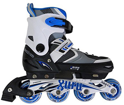 

Guru IS01 Alumininum Small In-line Skates - Size 4-6.5 UK(Black), Black;blue