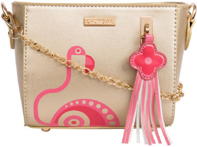 

Chumbak Women Evening/Party Gold PU Sling Bag