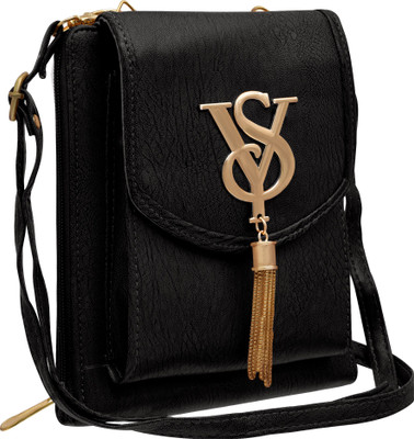 

TAP FASHION Women Casual Black PU Sling Bag