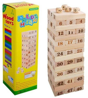 

Trinkets & More JENGA Wooden Tumbling Tower 48 Pieces Wooden Building Block for Kids 3+ Years and Adults(Multicolor)