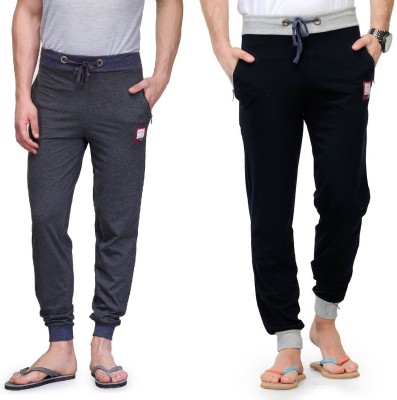 FeelBlue Solid Men Black, Grey Track Pants