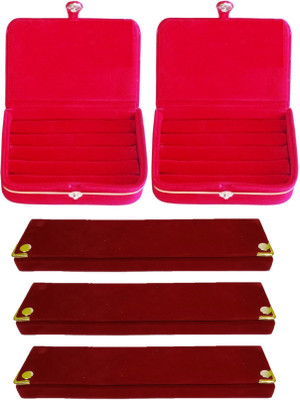 

Addyz Combo of 2Pcs Ring and 3Chain Box Makeup Vanity Box(Red)