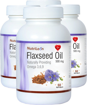 

NutriLeon Flaxseed Oil (Omega 369) Extra Virgin Cold Pressed 500 mg 60 capsules (Pack of 4)(60 No)