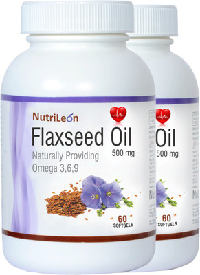 

NutriLeon Flaxseed Oil (Omega 369) Extra Virgin Cold Pressed 500 mg 60 capsules (Pack of 2)(60 No)