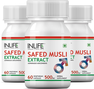 

Inlife Safed Musli Extract, 500mg 180 Vegetarian Capsules (3-Pack)(60 No)