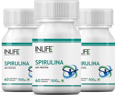 

Inlife INLIFE Spirulina 500mg, 60 Vegetarian Capsules, Green Super Food For Digestion (3 pack)(60 No)