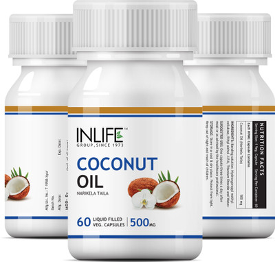 

Inlife Coconut Oil 500mg, 180 Veg. Caps (3-Pack)(60 No)