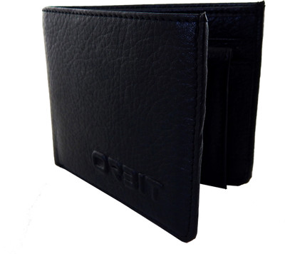 Orbit Men Black Genuine Leather, Fabric Wallet(6 Card Slots)