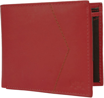 Hidemaxx Men Red Genuine Leather Wallet(8 Card Slots)