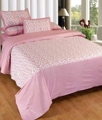 Swastik Traders Cotton Double Floral Flat Bedsheet(Pack of 1, Pink)