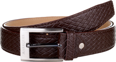 

MARKQUES Men Party Brown Artificial Leather Belt, Brown-02