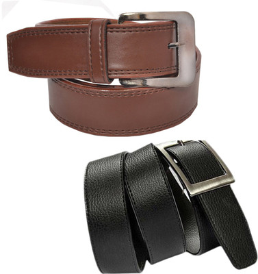 

Elligator Men Casual, Formal, Party Brown, Black Artificial Leather Belt, Brown-02