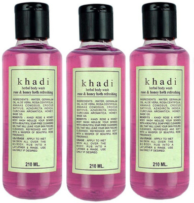 

Khadi Herbal Rose & Honey Bath Refreshing Body- Pack of 3(630 ml, Pack of 3)