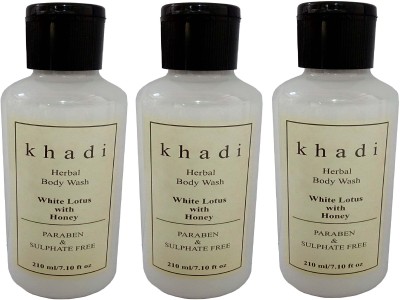 Flipkart - Khadi Herbal White Lotus & Honey (Paraben & sulphate Free) Body wash(630 ml, Pack of 3)