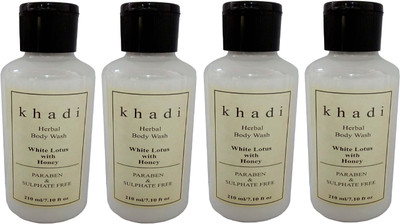 

Khadi Herbal White Lotus & Honey (Paraben & sulphate Free) Body wash(840 ml, Pack of 4)