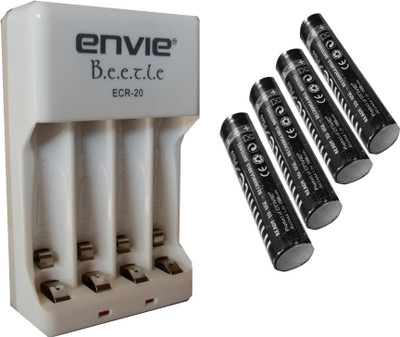 

ENVIE AAA 1100 mA Ni-mH Rechargeable (4 Pcs.) + ECR20 (1 Pc.) Camera Battery Charger(White, Black)