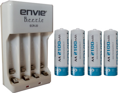 

ENVIE AA 2100 mA Ni-mh Rechargeable (4 Pcs.) + ECR20 (1 Pc.) Camera Battery Charger(White, Blue)