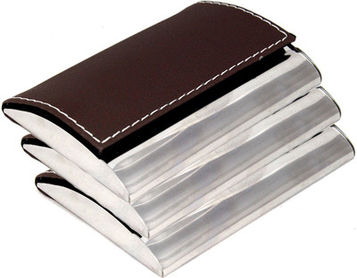 

Stealodeal Unisex Brown Leather 3pc Coated Steel 15 Card Holder(Set of 3, Brown)
