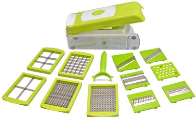 

Leaves Multi Chopper Vegetable Cutter Fruit Slicer,Works as Grater, Cutter, Peeler, Slicer, Chopper, Dicer & Zester (12 Blade) Chopper(1 Chopper), Green