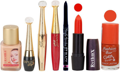 

Ramble Makup kit With Foundation,Eyeliner,Mascara,Sindoor,Jet Black Kajal,Lipstick and Nail Polish(Set of 7)