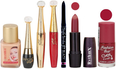 

Ramble Makup kit With Foundation,Eyeliner,Mascara,Sindoor,Jet Black Kajal,Lipstick and Nail Polish(Set of 7)