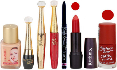 

Ramble Makup kit With Foundation,Eyeliner,Mascara,Sindoor,Jet Black Kajal,Lipstick and Nail Polish(Set of 7)