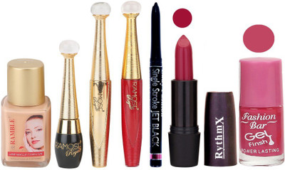

Ramble Makup kit With Foundation,Eyeliner,Mascara,Sindoor,Jet Black Kajal,Lipstick and Nail Polish(Set of 7)