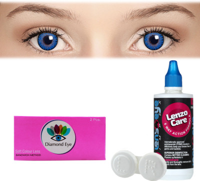 

Diamond Eye with LensCareKit By Lens4eye Quaterly Contact Lens(Sky Blue-0.00, Sky Blue, Pack of 2)