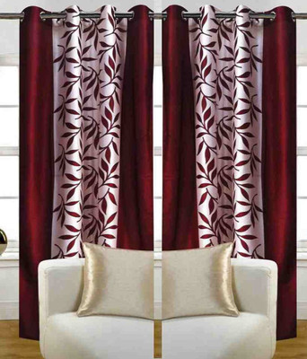 

Decor HD 213 cm (7 ft) Polyester Door Curtain (Pack Of 2)(Floral, Maroon)