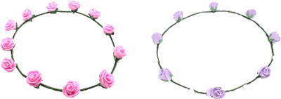 

FashBlush Forever New Casual Party Combo Of Pink, Purple Pearl Tiaras (Set Of 2) Head Band(Pink, Purple)