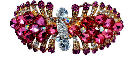 Mansiyaorange Designer Fancy Latest Stone Hair Pin Hair Clip(Pink)