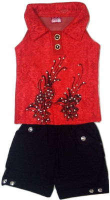 

Kid n Kids Girls Party(Festive) Top Pant(Multicolor, Red