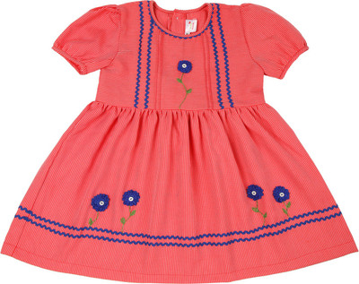 

WHIRLING BUTTERFLIES Girls Midi/Knee Length Party Dress(Red, Half Sleeve