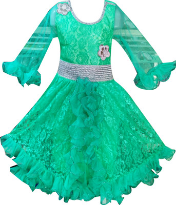 

Fashionitz Girls Midi/Knee Length Party Dress(Green, Full Sleeve