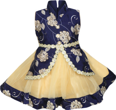 

mkb Girls Maxi/Full Length Casual Dress(Blue, Sleeveless