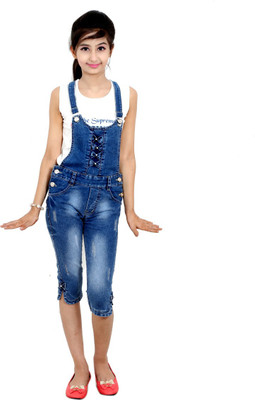 

Sunday Casual Dungaree For Girls Casual Solid Cotton Lycra Blend(Blue, Pack of 1, Denim blue
