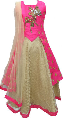 

Pogo Girls Lehenga Choli Ethnic Wear Self Design Lehenga, Choli and Dupatta Set(Multicolor, Pack of 1, Pink