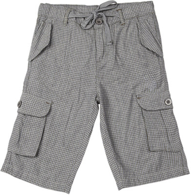 

People Short For Boys Casual Checkered Cotton(Grey, Pack of 1