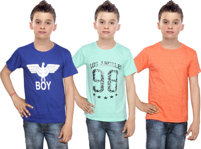

IndiWeaves Boys Printed Cotton T Shirt(Multicolor, Pack of 3, Blue;green;red