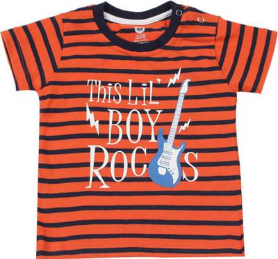 

612 League Boys Striped T Shirt(Pack of 1, Orange