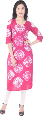 Crazora bandhni Print Women's Straight Kurta(Blue) available at flipkart for Rs.458