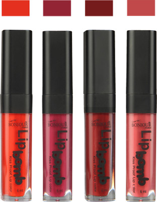 

Bonjour Paris Matte Lipstick(24 ml, Fire Orange-Wine-Brown-Wild Blush)