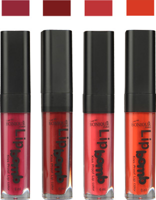 

Bonjour Paris Matte Lipstick(Wine-Brown-Irresistble Pink-Brick Orange, 24 ml)