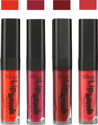 

Bonjour Paris Matte Lipstick(24 ml, Fire Orange-Wine-Brown-Irresistble Pink)