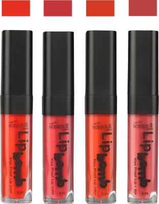 

Bonjour Paris Matte Lipstick(24 ml, Fire Orange-Irresistble Pink-Brick Orange-Wild Blush)