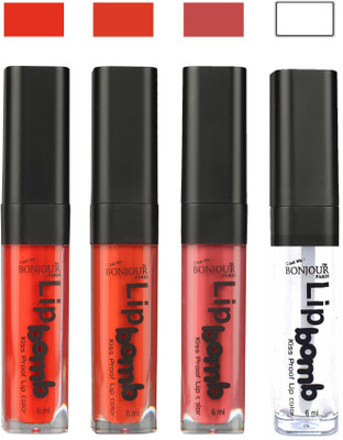 Flipkart - Bonjour Paris Matte Lipstick(24 ml, Fire Orange-Brick Orange-Wild Blush-Top Coat)