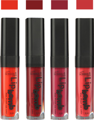 

Bonjour Paris Matte Lipstick(24 ml, Fire Orange-Mauve-Wine-Irresistble Pink)