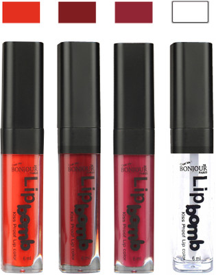 

Bonjour Paris Matte Lipstick(24 ml, Fire Orange-Mauve-Wine-Top Coat)